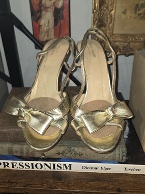 kate spade Gold Bow Slingback Heels